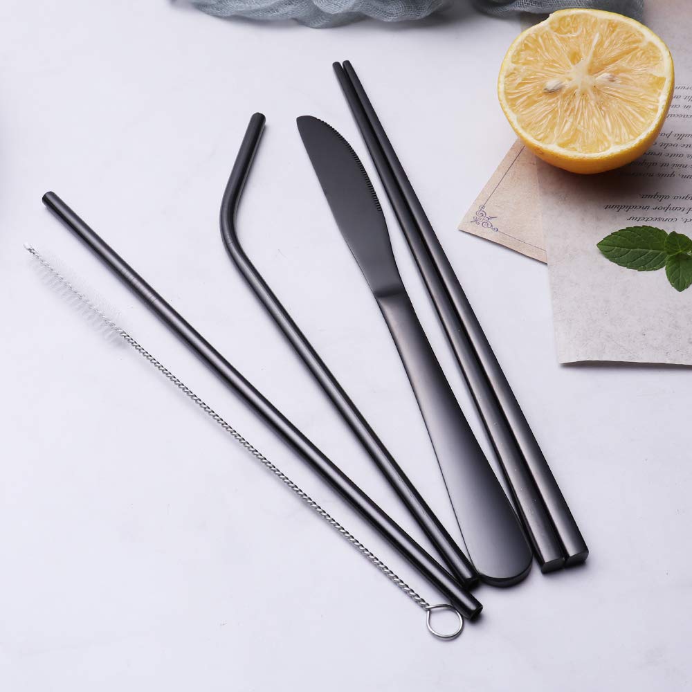 9 Pieces Full Cutlery Set in drawstring pouch 1