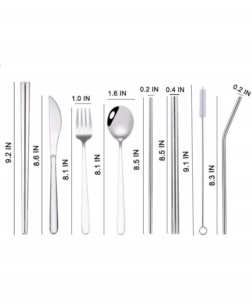 9 Pieces Full Cutlery Set in drawstring pouch 2