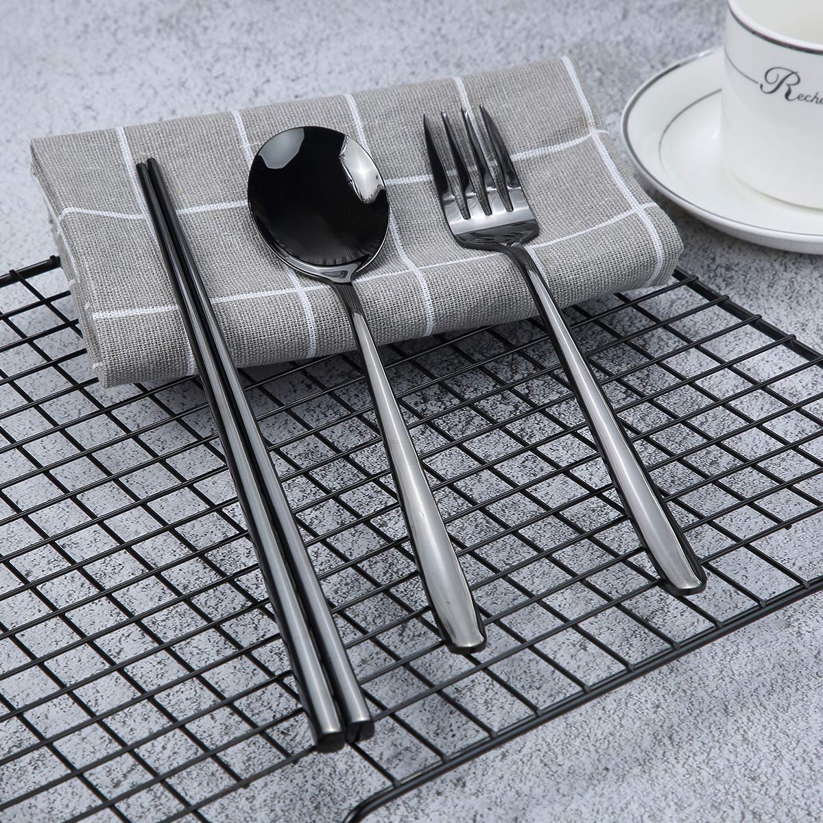 9 Pieces Full Cutlery Set in drawstring pouch 7