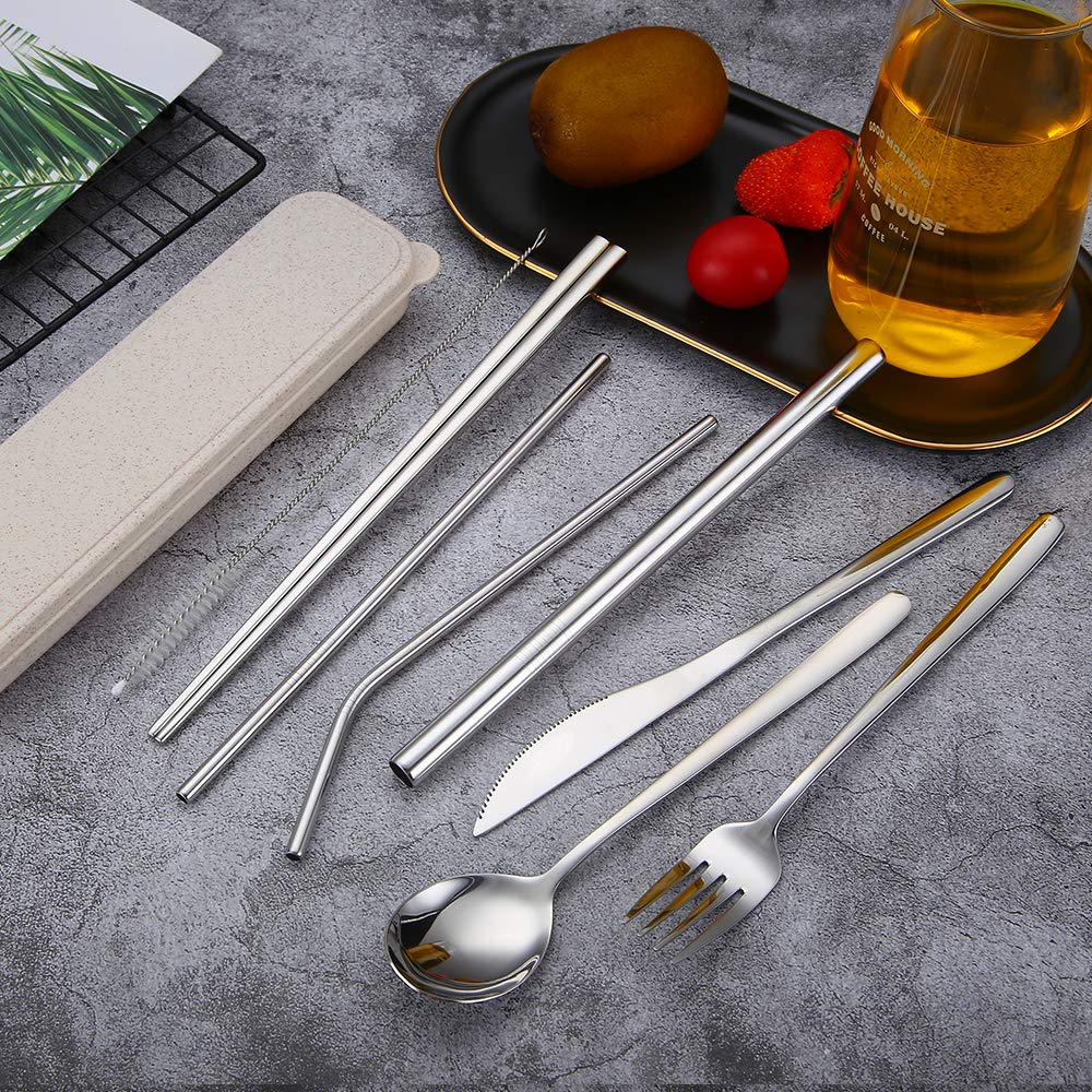 9 Pieces Full Cutlery Set in drawstring pouch 8