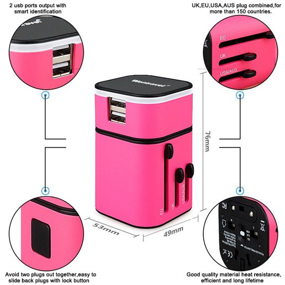 Detachable Light up Travel Universal Travel Adaptor 6