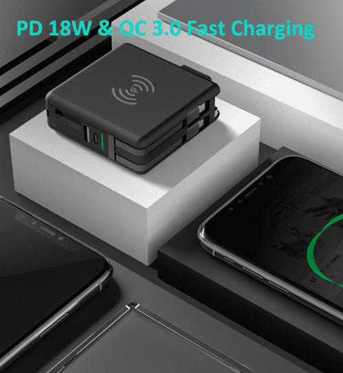 International 10000mah Wireless In Built Cable Powerbank 2