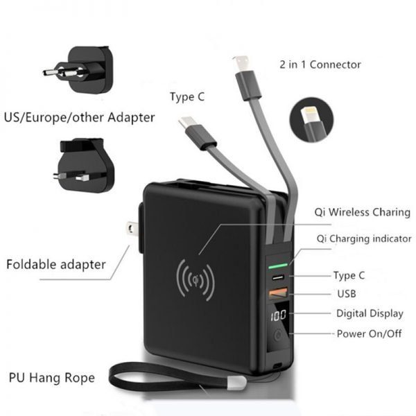 International 10000mah Wireless In Built Cable Powerbank 4