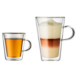 Tall Double Wall Glass Mug with Handle 4