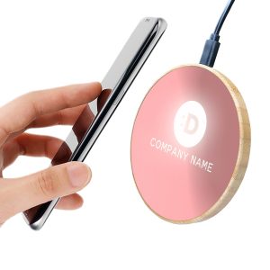 Eco Bamboo Ligh t up Logo Wireless Charger 8