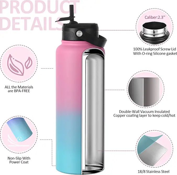 Vacuum Spout Lid Straw Flask 21