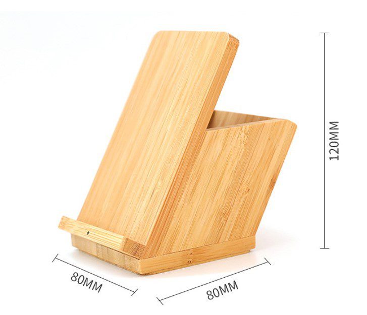 Wireless Charging Bamboo Stationery Holder 2