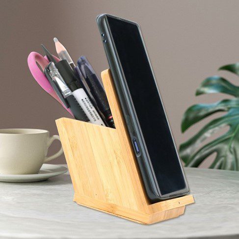 Wireless Charging Bamboo Stationery Holder 8