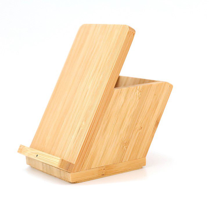 Wireless Charging Bamboo Stationery Holder