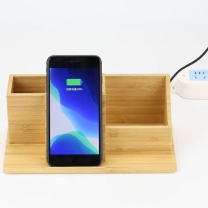 Bamboo Wireless Charging Desk Organizer 7