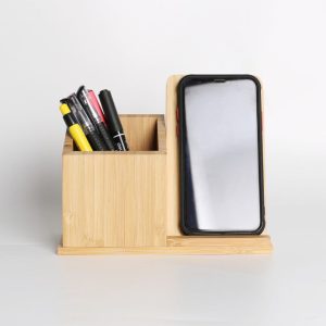 Bamboo Wireless Charging Stationery Holder 3 2