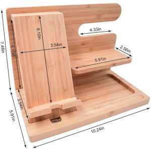 Waterproof Bamboo Desk Organizer Charging Station