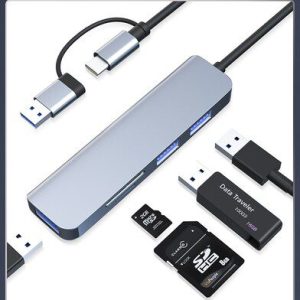 5 in 1 USB Card Reader Type C Hub 3 3