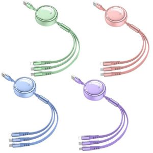 100 Watt Retractable 3 in 1 Charging Cable 2