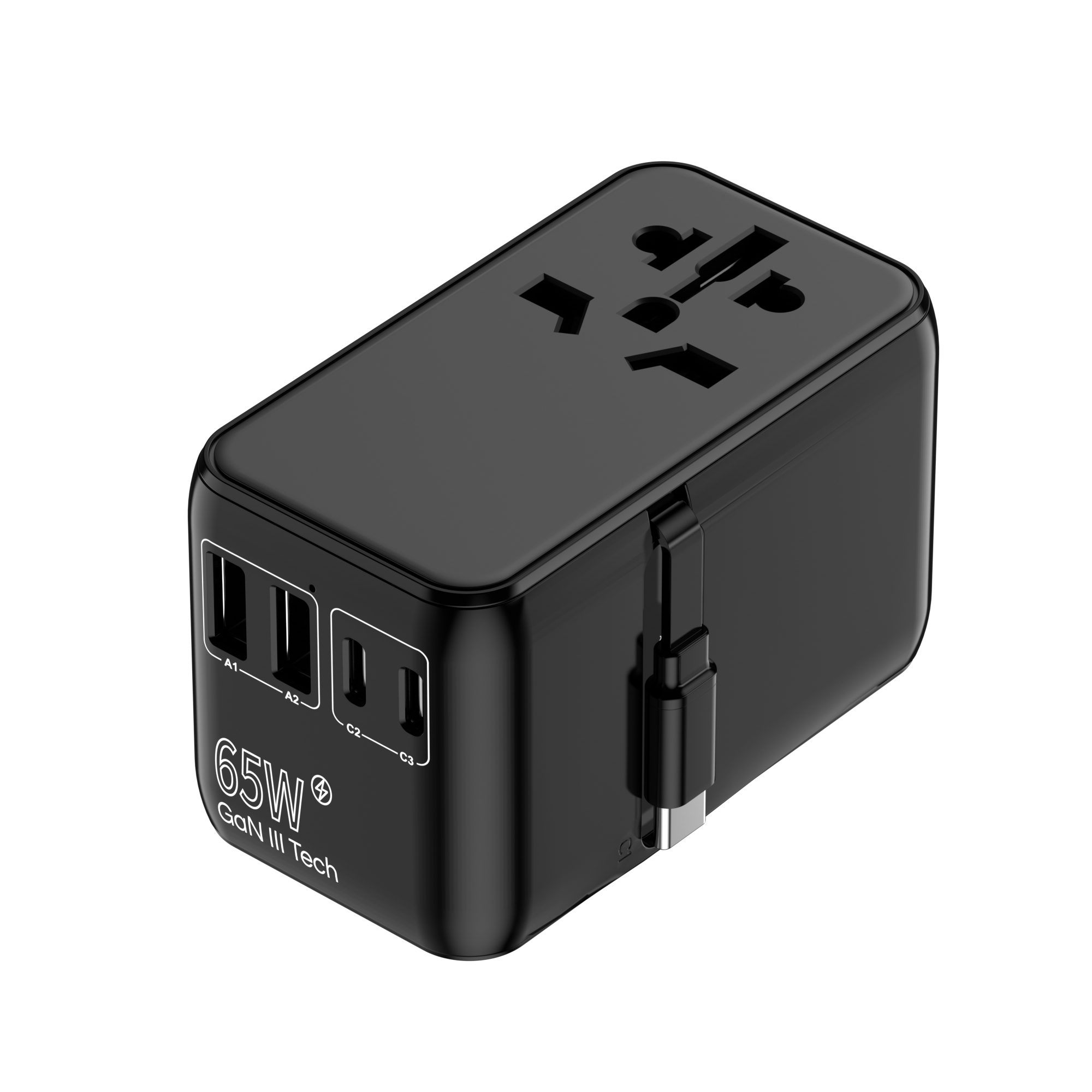 65 Watt Type C Travel Adaptor with In Built Cable 4