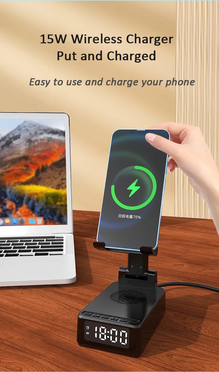 Flexi Wireless Charger Phone Stand Clock 14