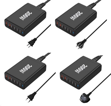 200W Type C PD Fast Charging Standing Wall Plug Adaptor 3