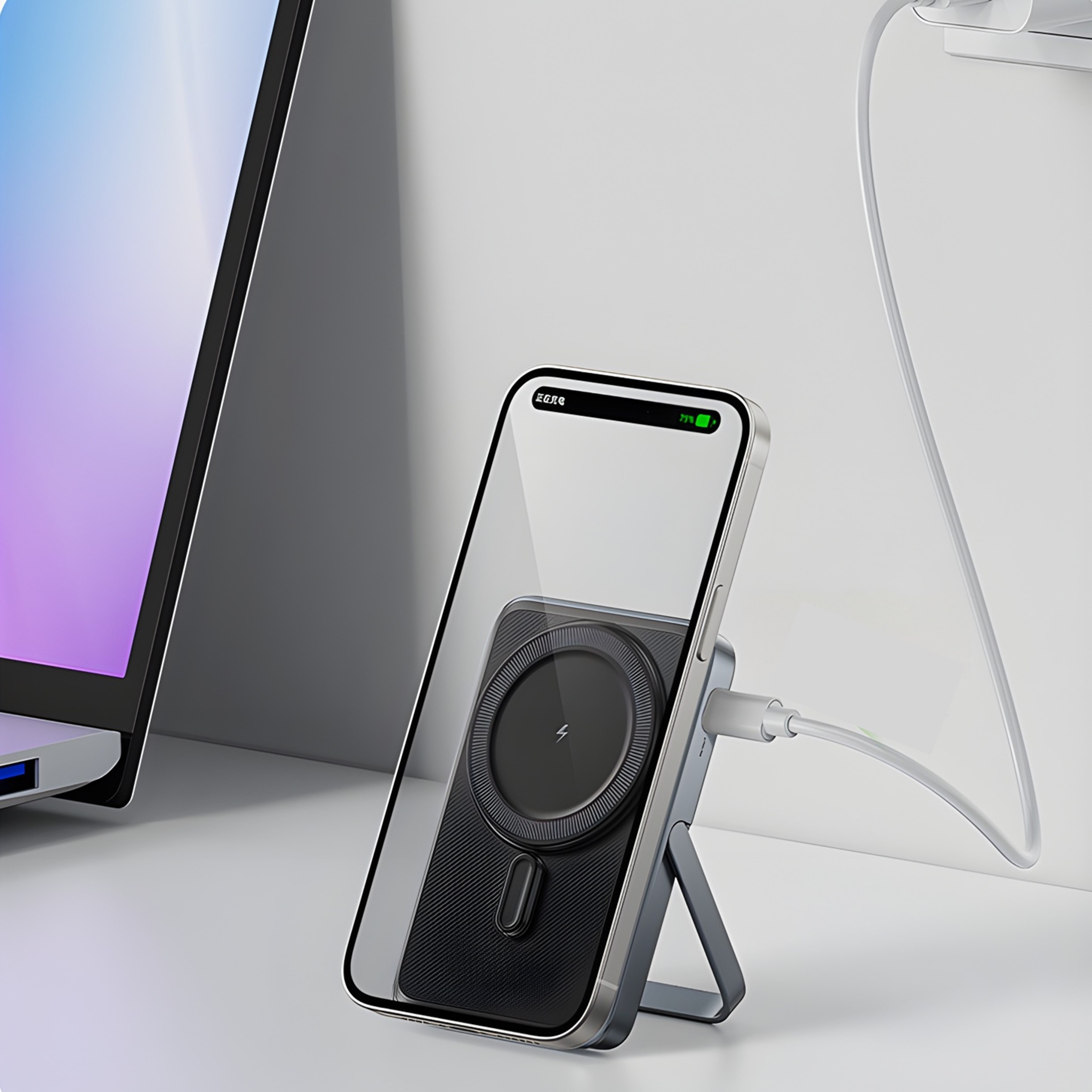 Flip Stand Aluminium 10000mah Wireless Powerbank 10