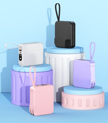 Pastel Wall Plug 10000mah In Built Cable Powerbank 9