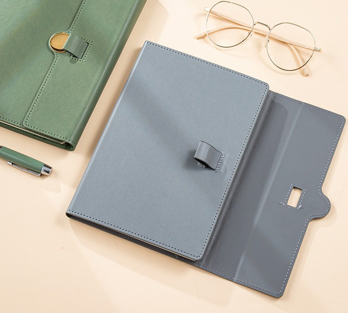 Pull Buckle Tri Fold Leather Notebook 10