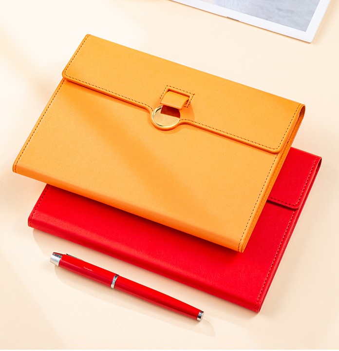 Pull Buckle Tri Fold Leather Notebook 9
