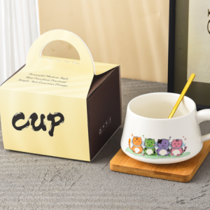 Ceramic 300ML Mug Set with Bamboo Coaster