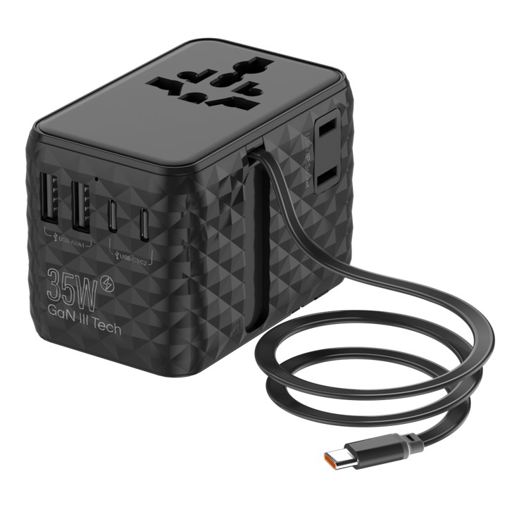 Prism 35W GaN 3 Travel Adapter with Built-in Cable