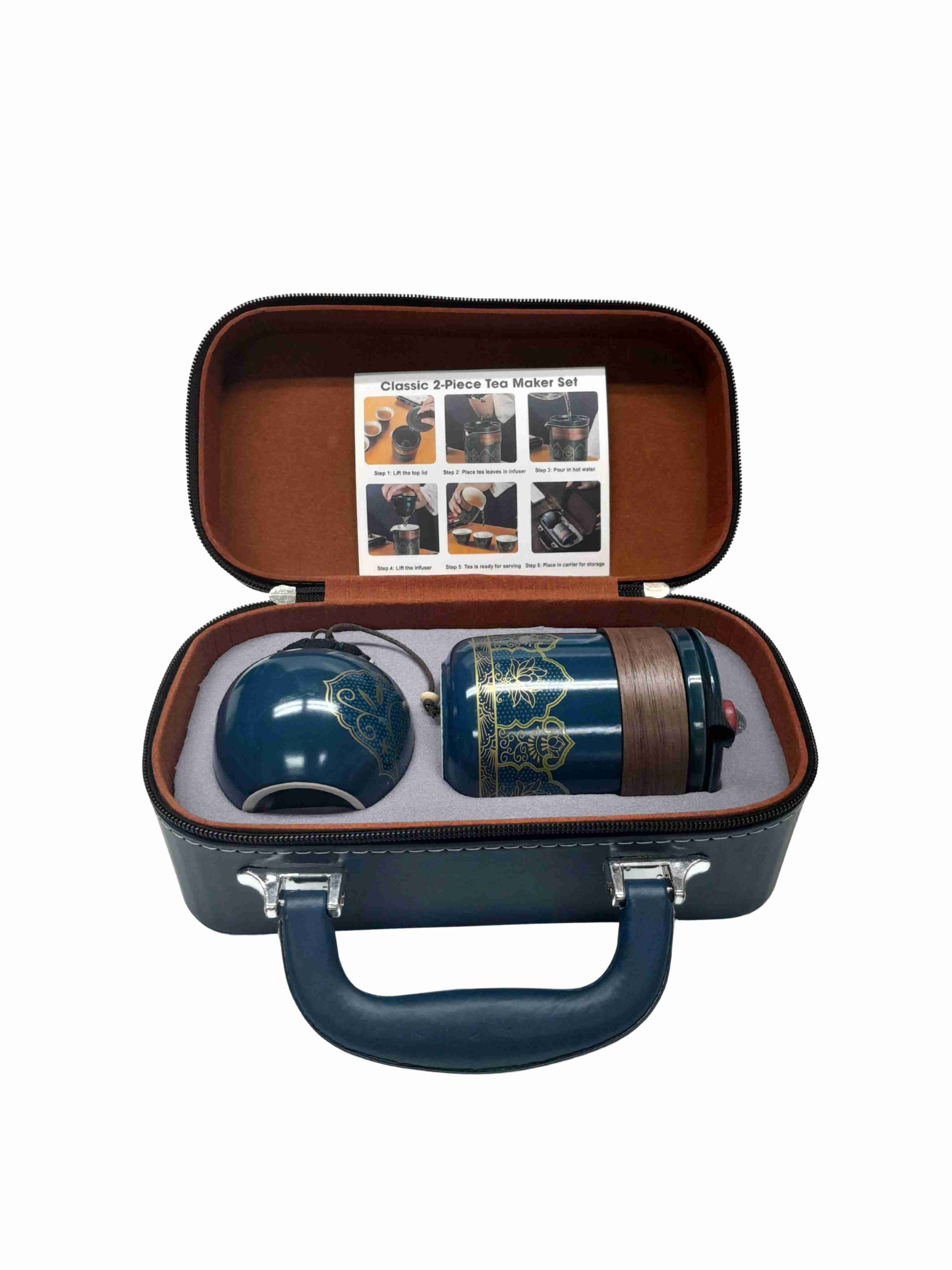 Premium Porcelain Tea Set in Leather Case - Image 17