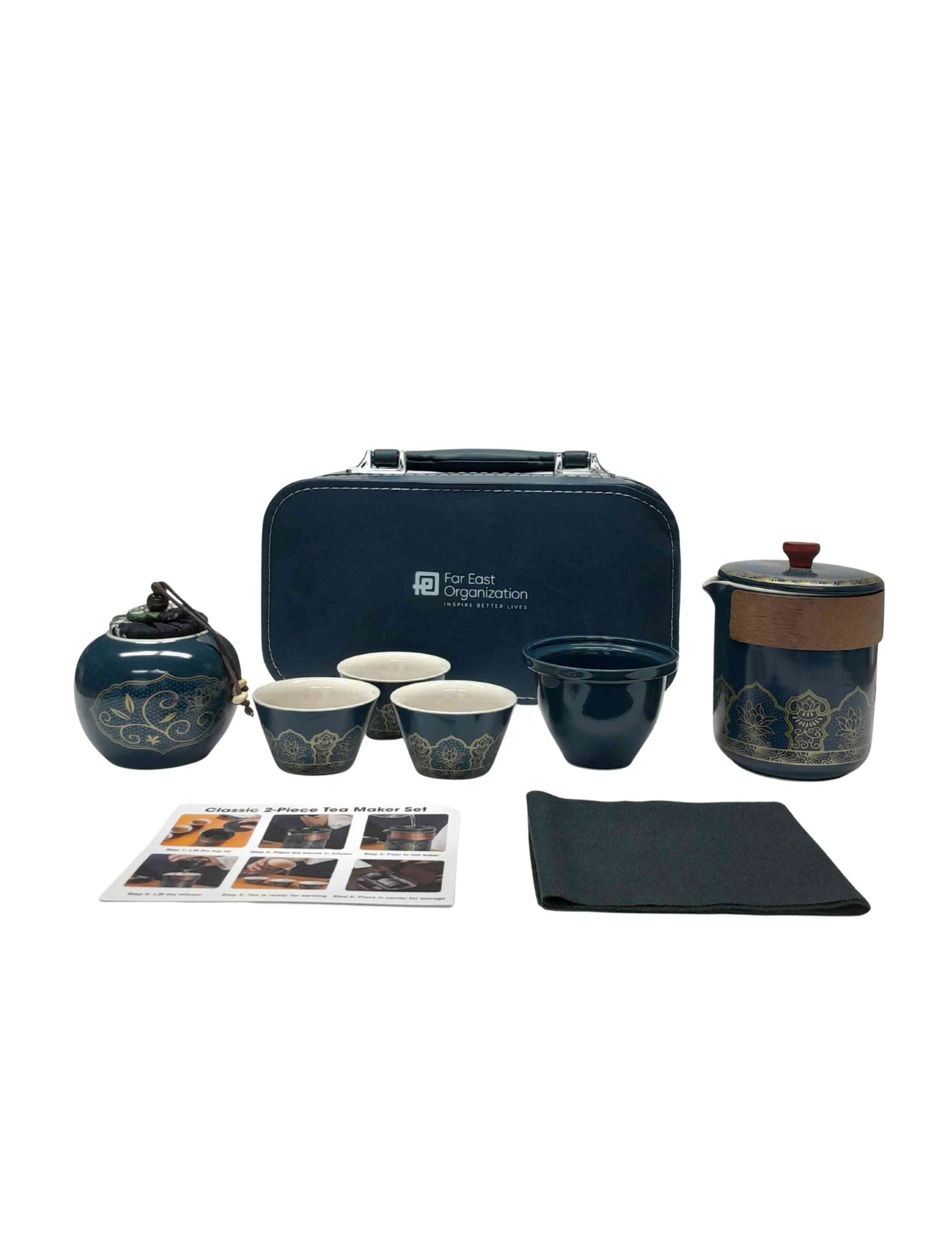Premium Porcelain Tea Set in Leather Case - Image 16