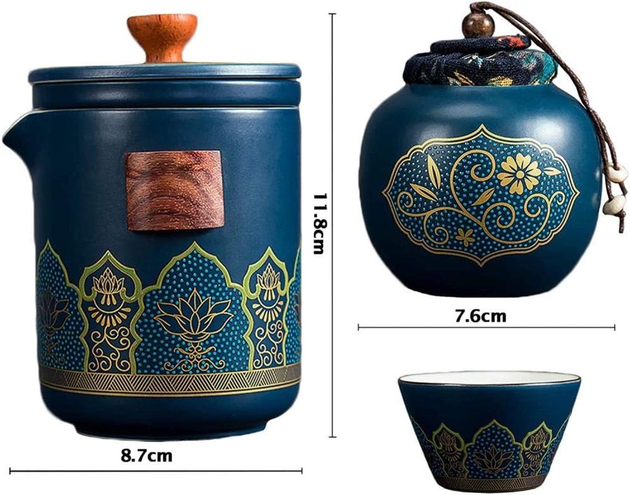 Premium Porcelain Tea Set in Leather Case - Image 3