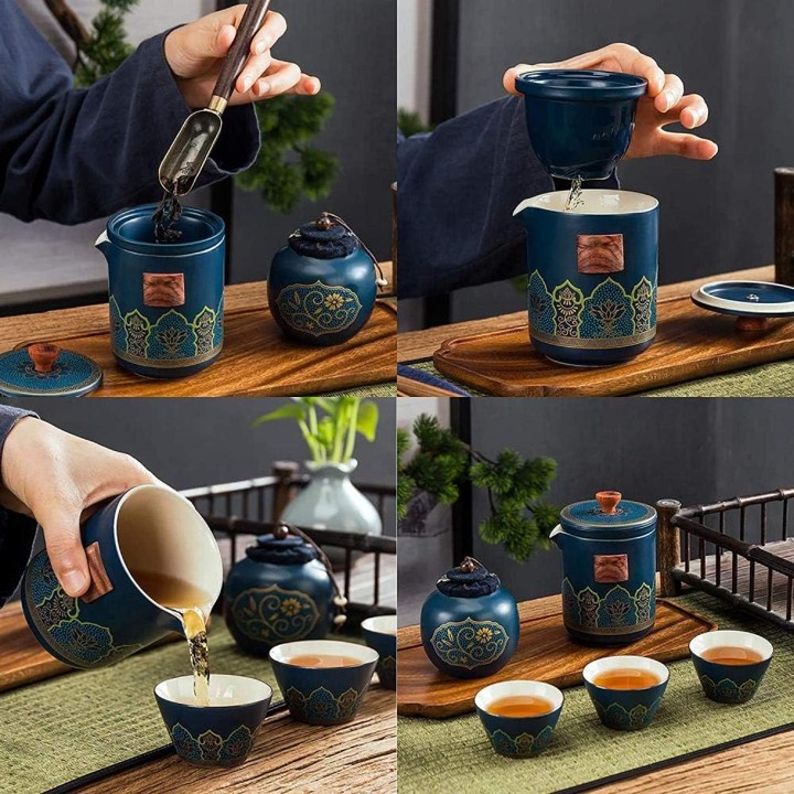 Premium Porcelain Tea Set in Leather Case - Image 15