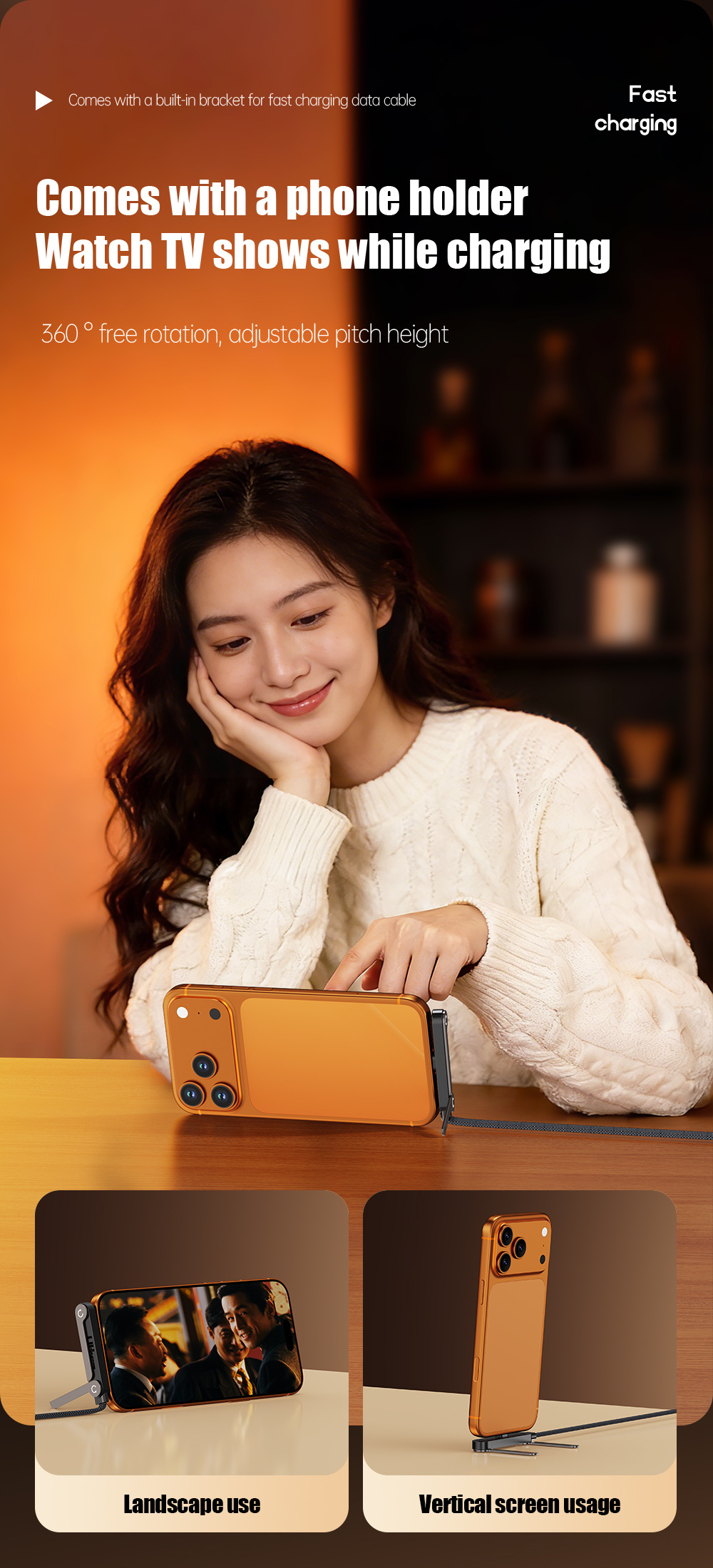 Braided 240W Phone Stand Cable - Image 2