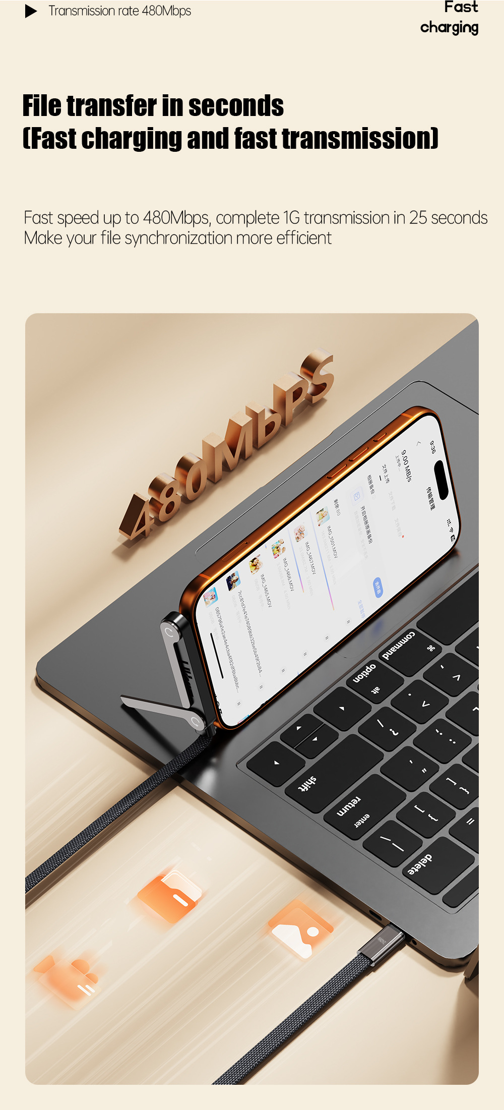 Braided 240W Phone Stand Cable - Image 13