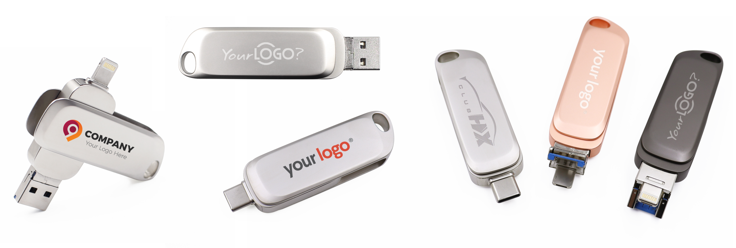 Dual Port Swivel Aluminium OTG USB